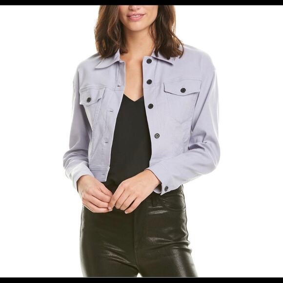 A.L.C. Stretch Denim Cropped Jacket Lavender 10 - Picture 1 of 9